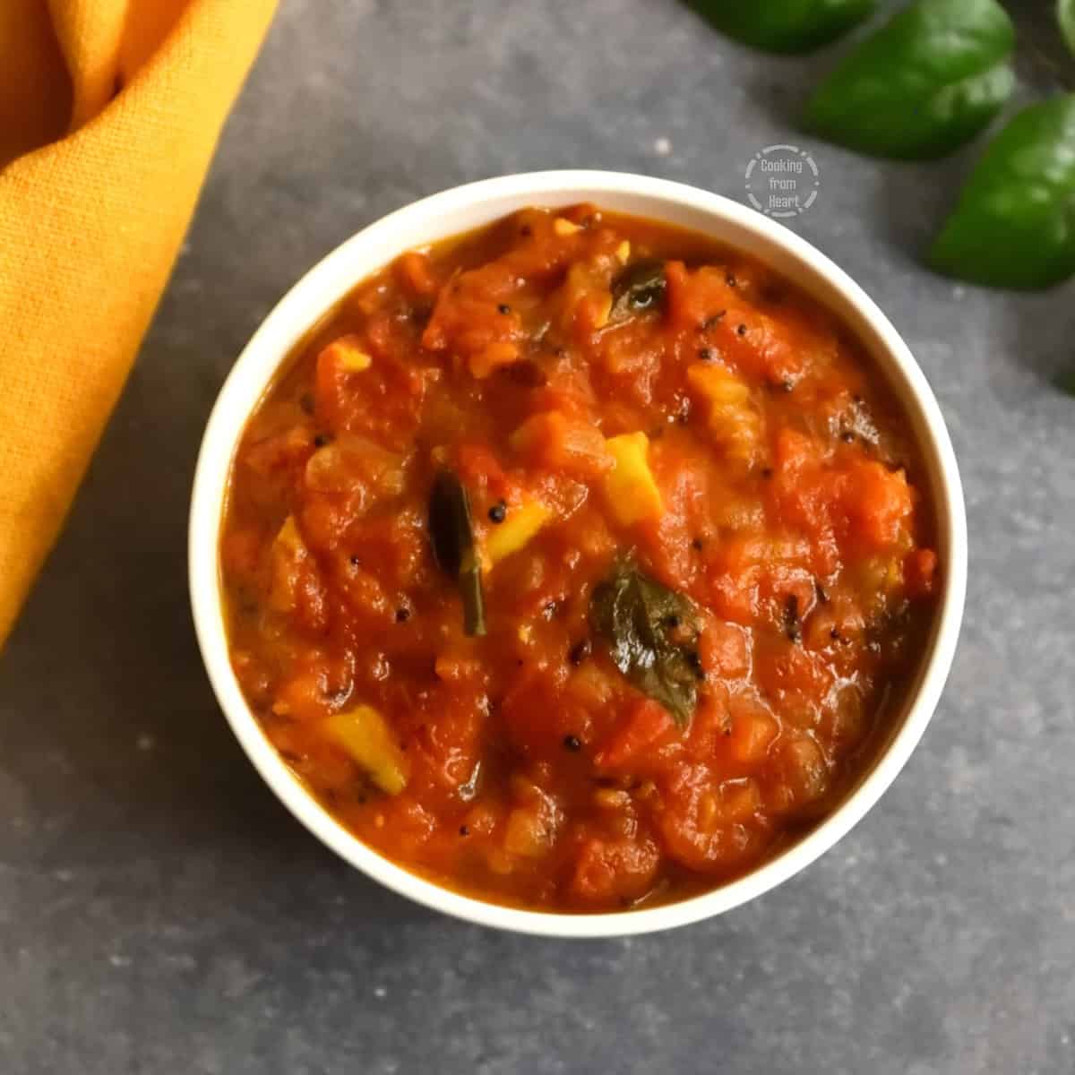 Tomato Onion Thokku | Pressure Cooker Tomato Thokku - Cooking From